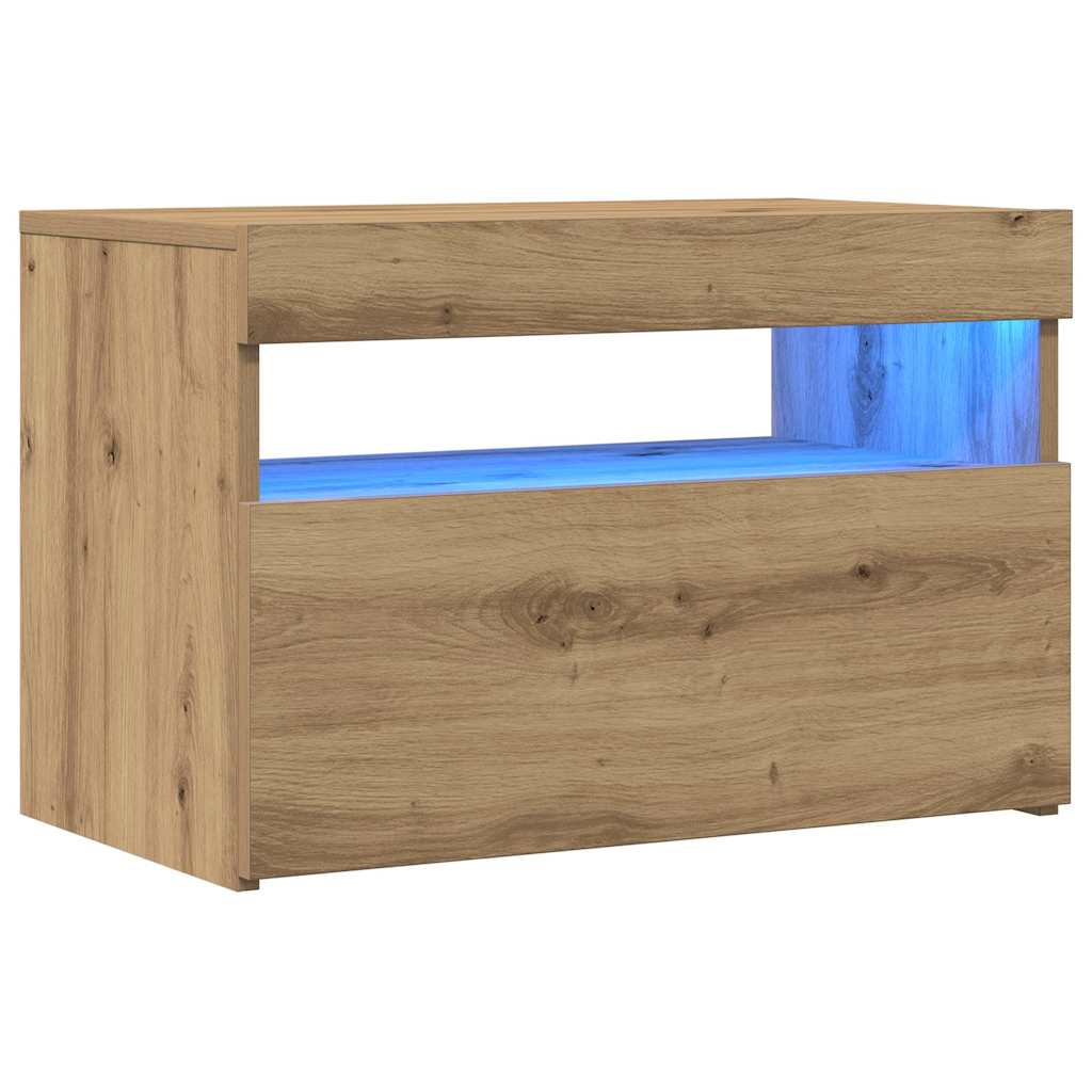 vidaXL Szafki TV z LED, 2 szt., dąb artisan, materiał drewnopochodny