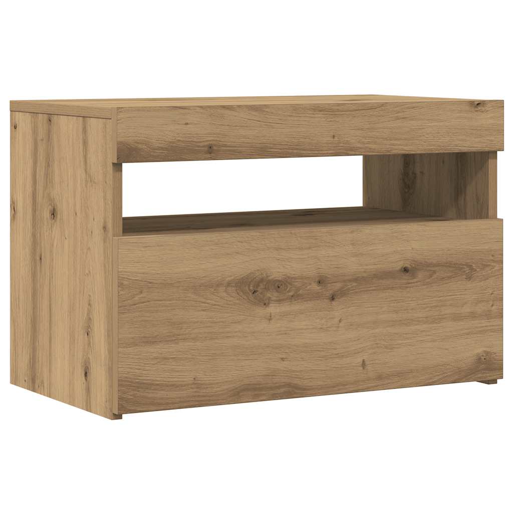 vidaXL Szafki TV z LED, 2 szt., dąb artisan, materiał drewnopochodny