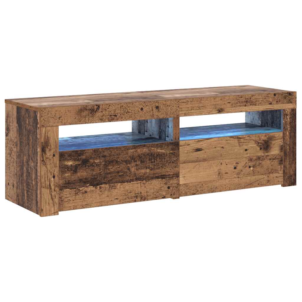vidaXL Szafka pod TV z oświetleniem LED, stare drewno, 120x35x40 cm