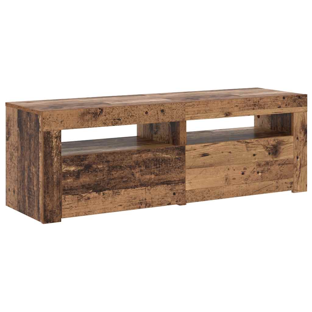 vidaXL Szafka pod TV z oświetleniem LED, stare drewno, 120x35x40 cm