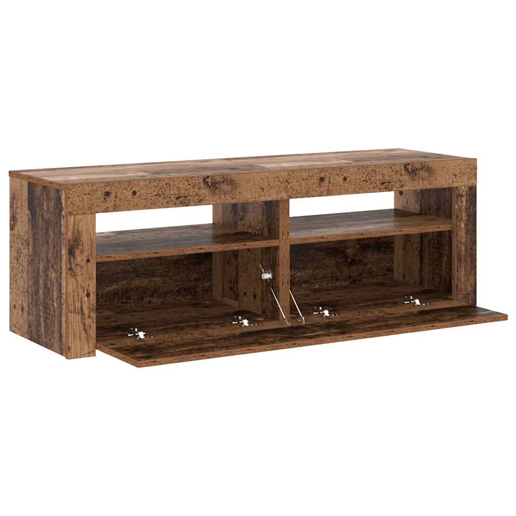 vidaXL Szafka pod TV z oświetleniem LED, stare drewno, 120x35x40 cm