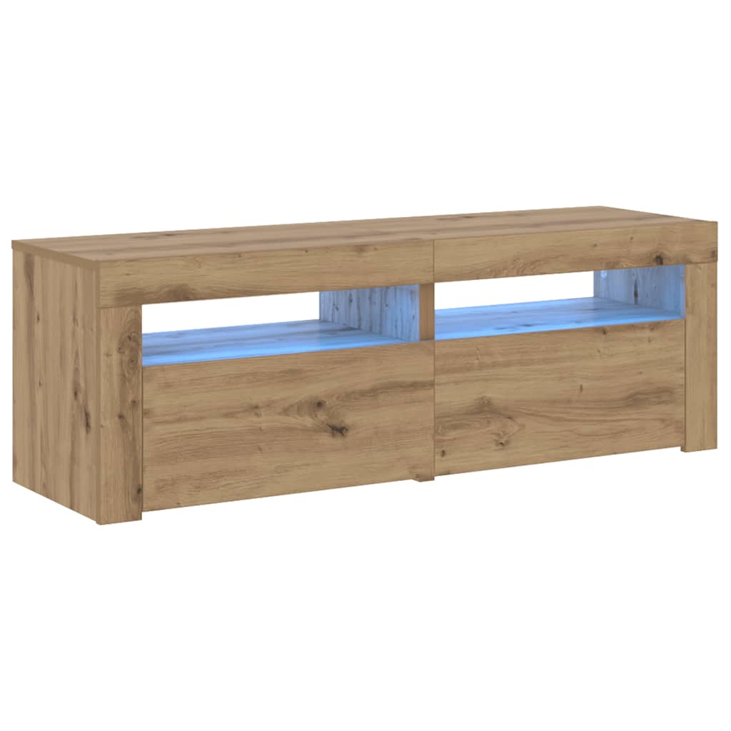 vidaXL Szafka pod TV z oświetleniem LED, dąb artisan, 120x35x40 cm