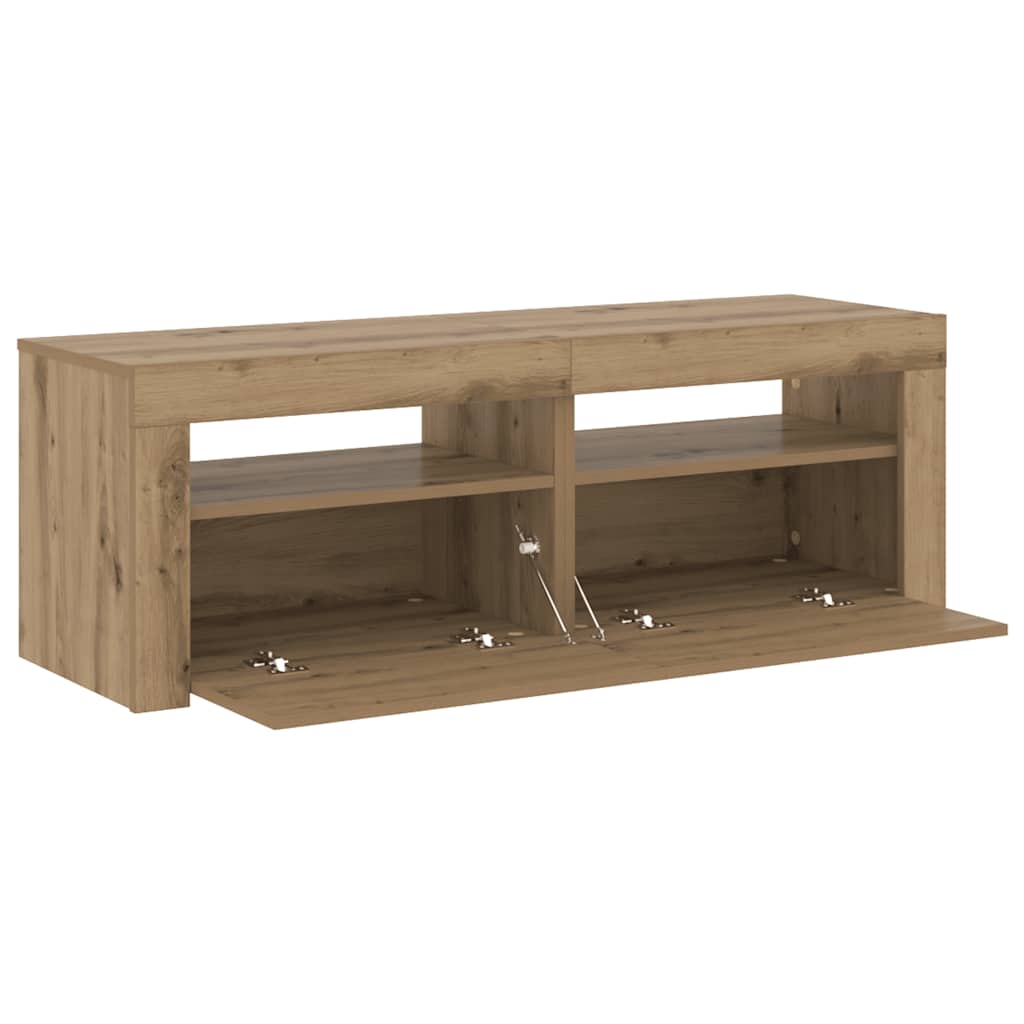 vidaXL Szafka pod TV z oświetleniem LED, dąb artisan, 120x35x40 cm