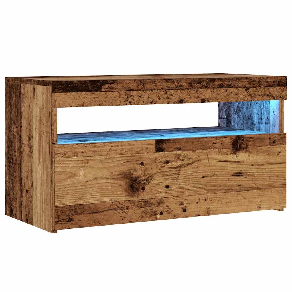vidaXL Szafka pod TV z oświetleniem LED, stare drewno, 75x35x40 cm