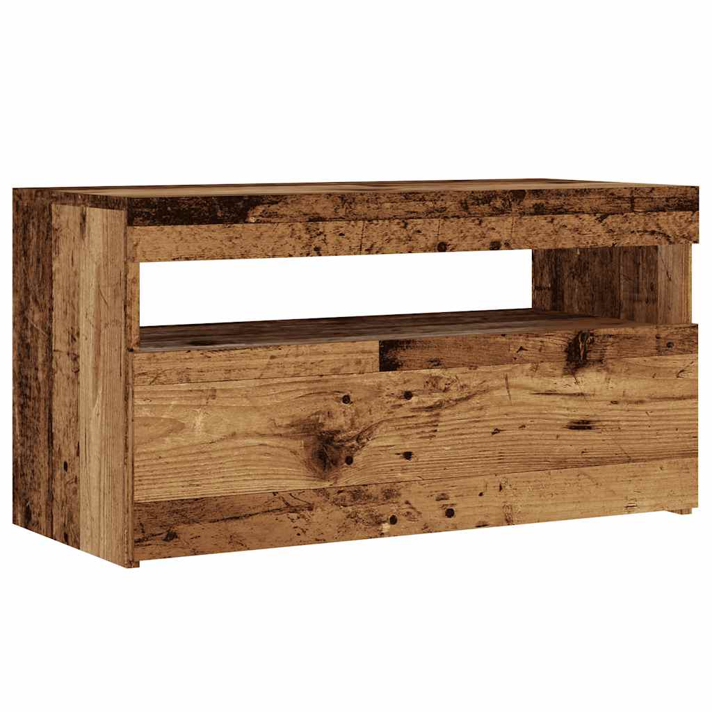 vidaXL Szafka pod TV z oświetleniem LED, stare drewno, 75x35x40 cm