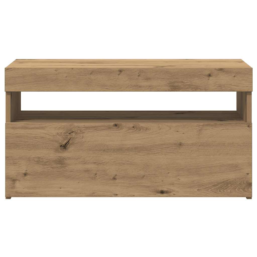 vidaXL Szafka pod TV z oświetleniem LED, dąb artisan, 75x35x40 cm