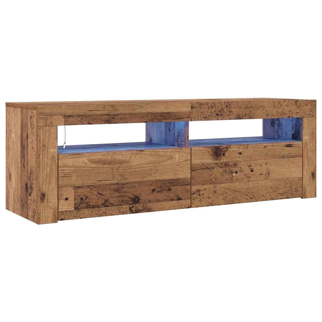 vidaXL Szafka pod TV z oświetleniem LED, stare drewno, 120x35x40 cm