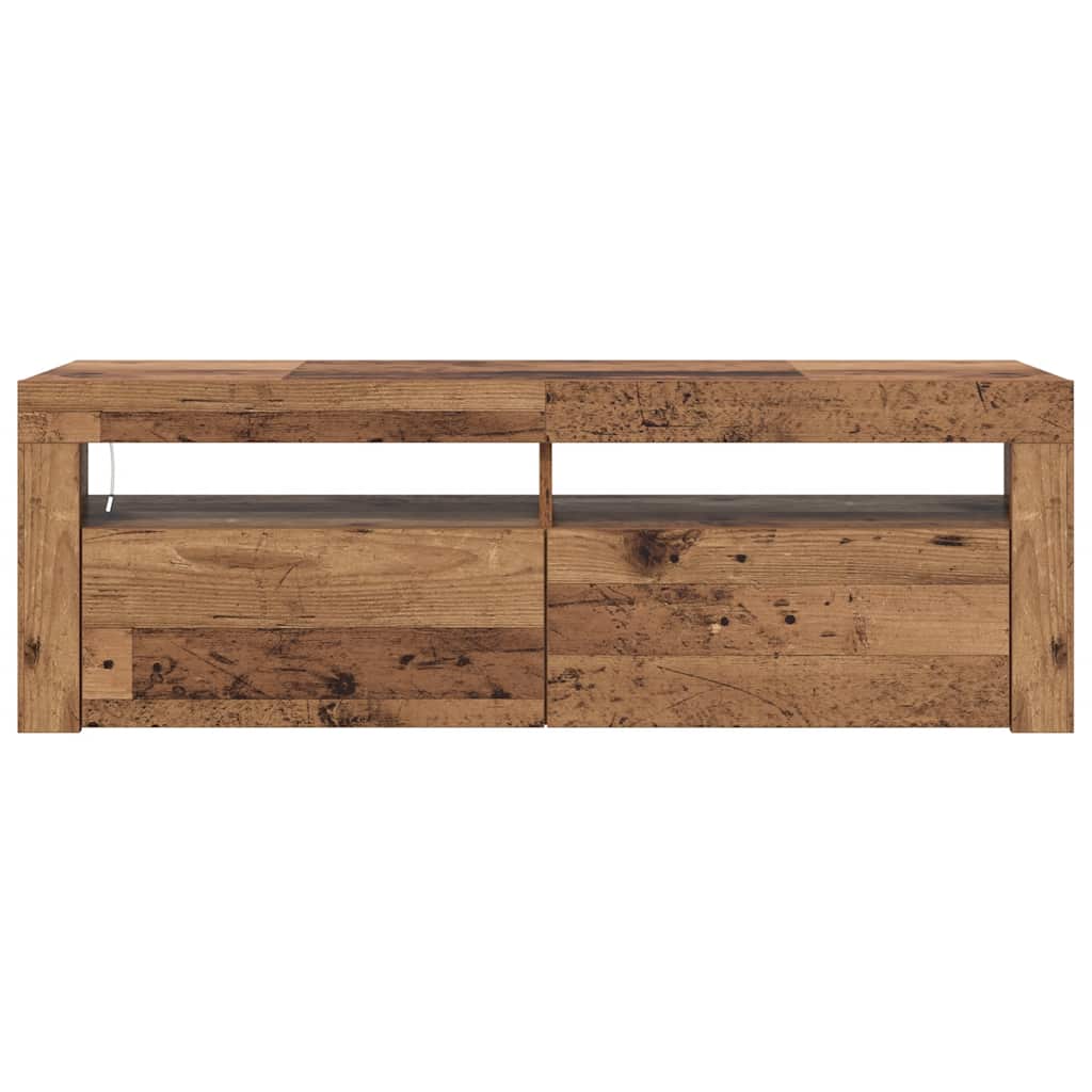 vidaXL Szafka pod TV z oświetleniem LED, stare drewno, 120x35x40 cm