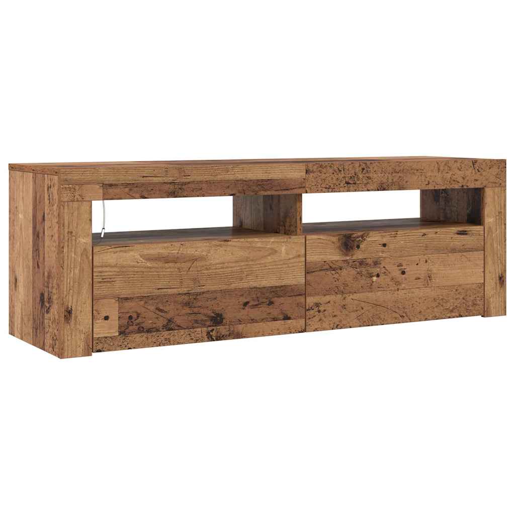 vidaXL Szafka pod TV z oświetleniem LED, stare drewno, 120x35x40 cm