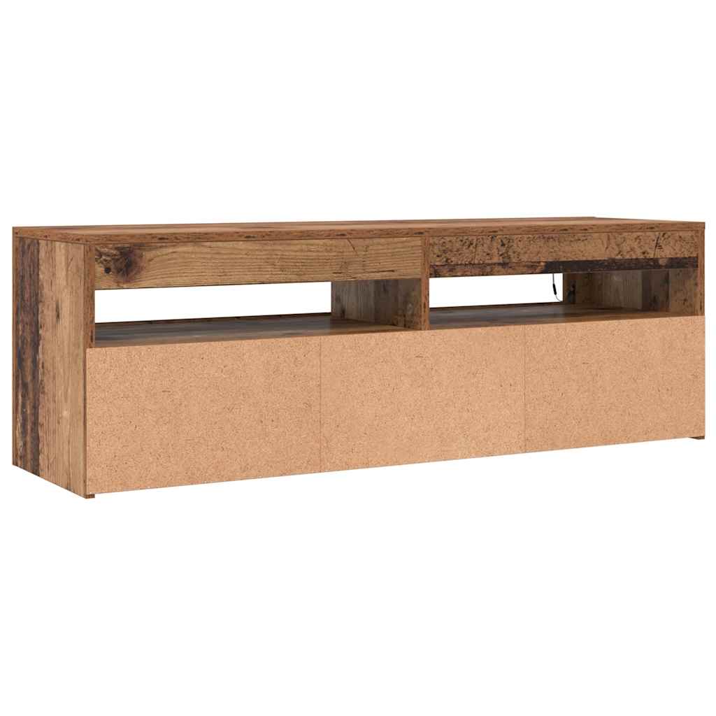 vidaXL Szafka pod TV z oświetleniem LED, stare drewno, 120x35x40 cm