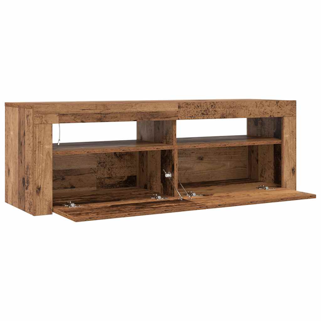 vidaXL Szafka pod TV z oświetleniem LED, stare drewno, 120x35x40 cm