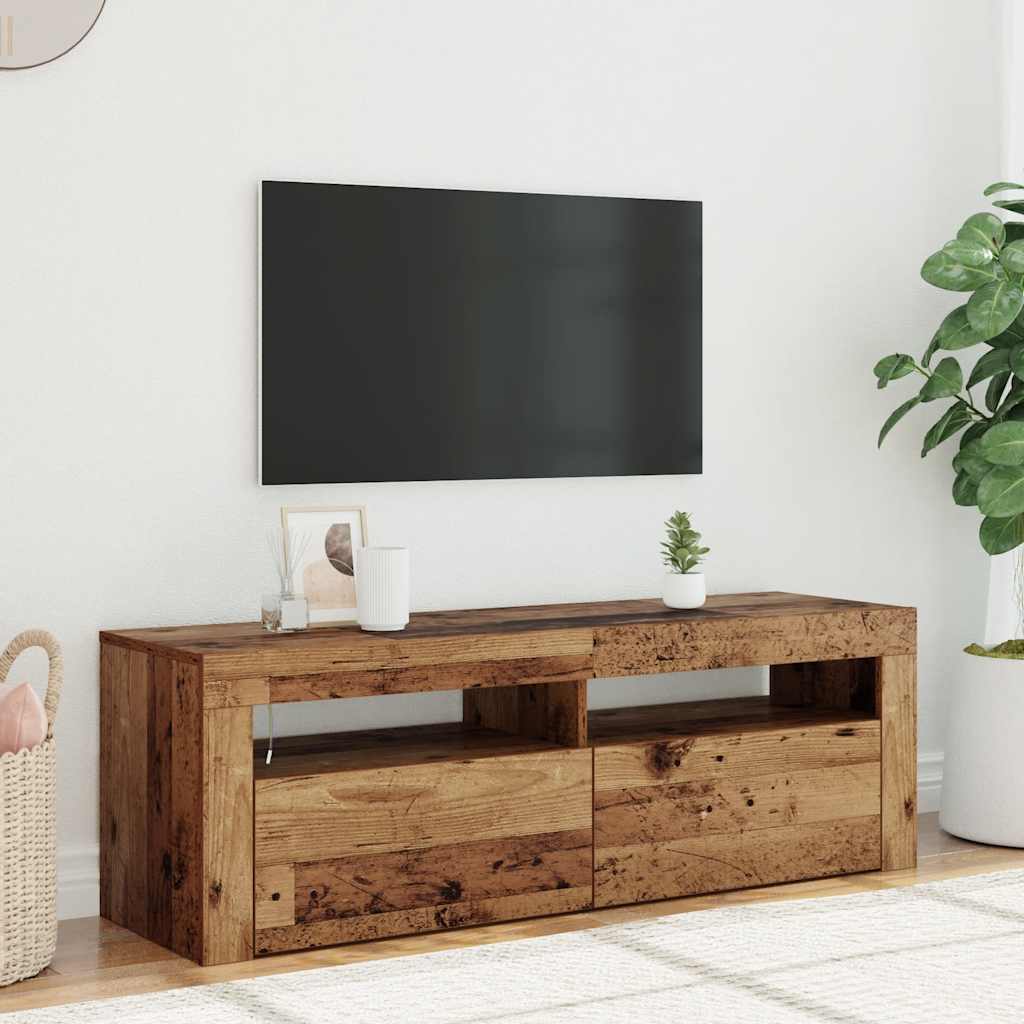 vidaXL Szafka pod TV z oświetleniem LED, stare drewno, 120x35x40 cm