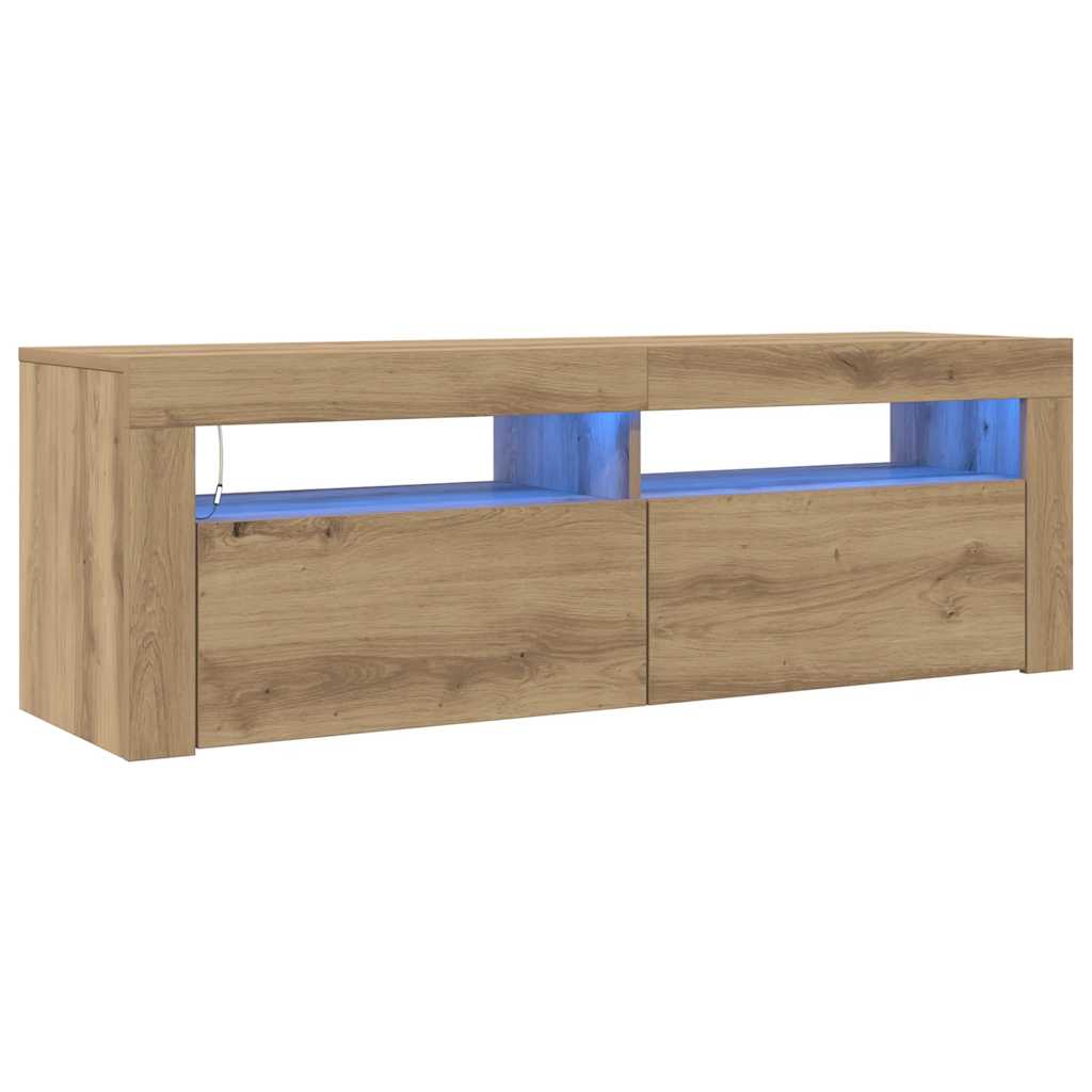 vidaXL Szafka pod TV z oświetleniem LED, dąb artisan, 120x35x40 cm