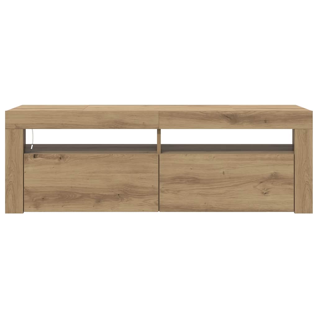 vidaXL Szafka pod TV z oświetleniem LED, dąb artisan, 120x35x40 cm