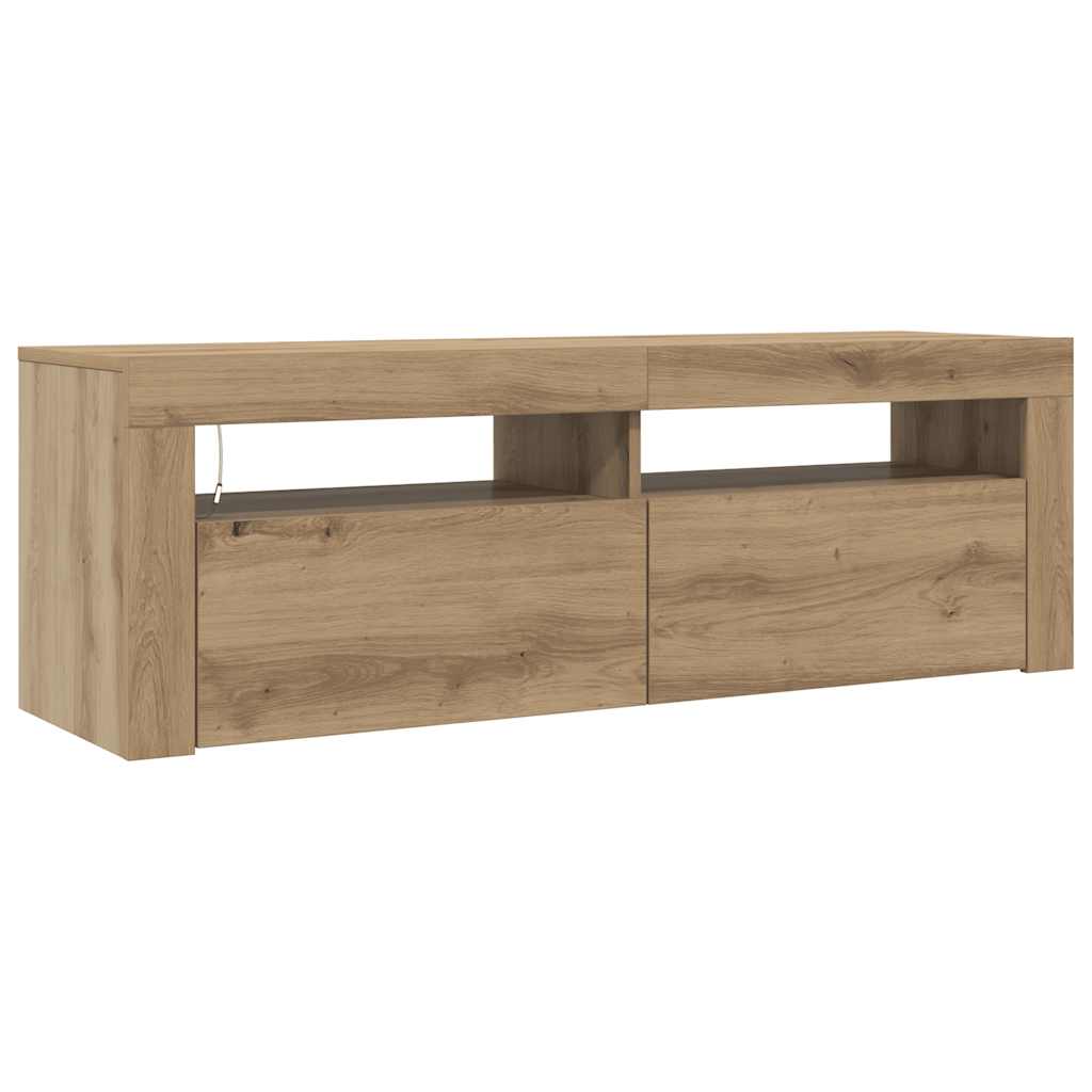 vidaXL Szafka pod TV z oświetleniem LED, dąb artisan, 120x35x40 cm