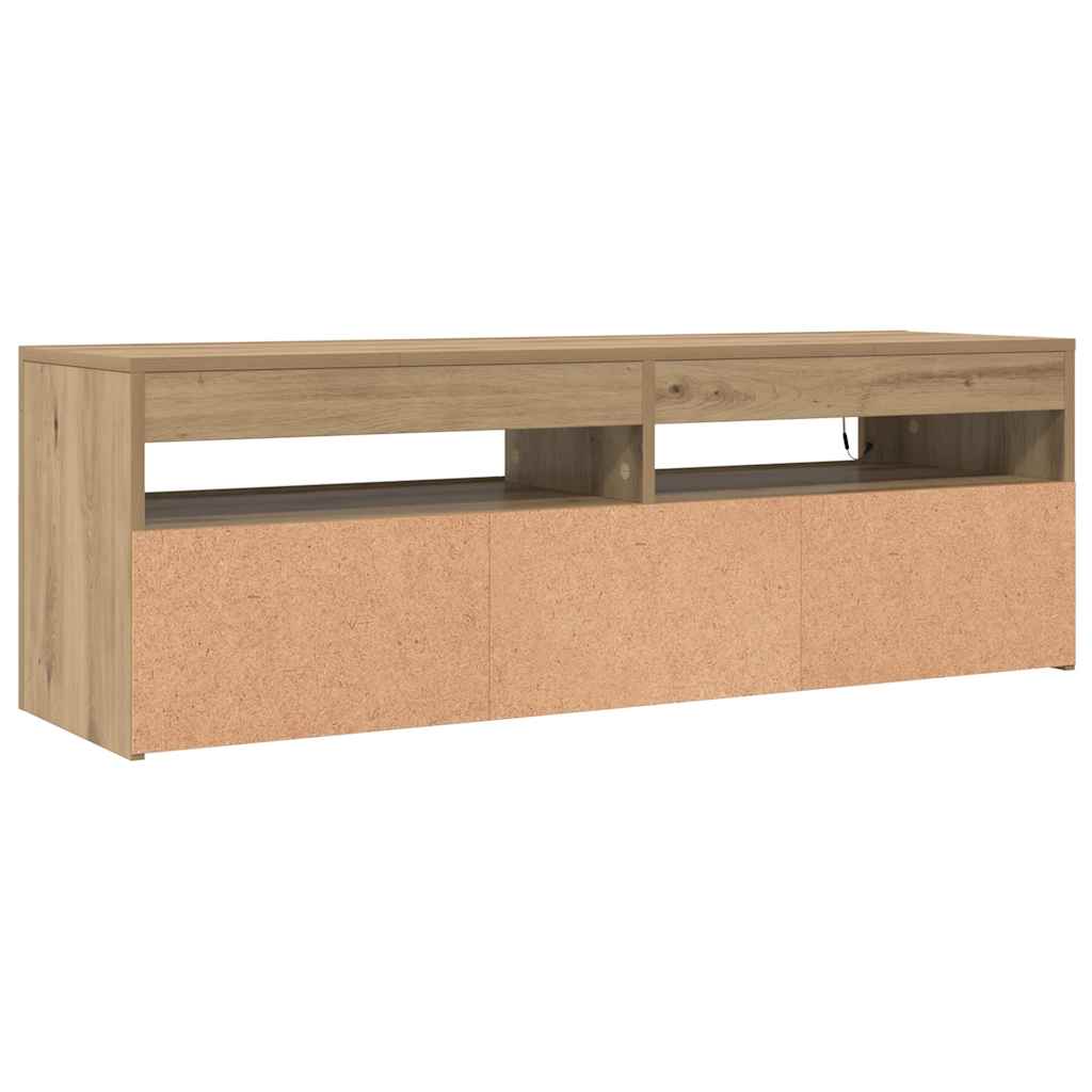 vidaXL Szafka pod TV z oświetleniem LED, dąb artisan, 120x35x40 cm