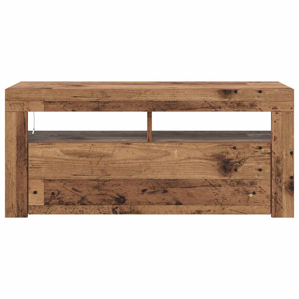 vidaXL Szafka pod TV z oświetleniem LED, stare drewno, 90x35x40 cm