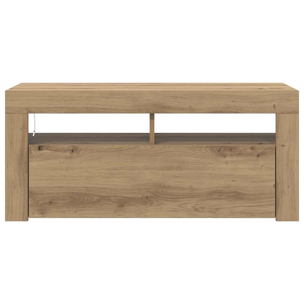 vidaXL Szafka pod TV z oświetleniem LED, dąb artisan, 90x35x40 cm