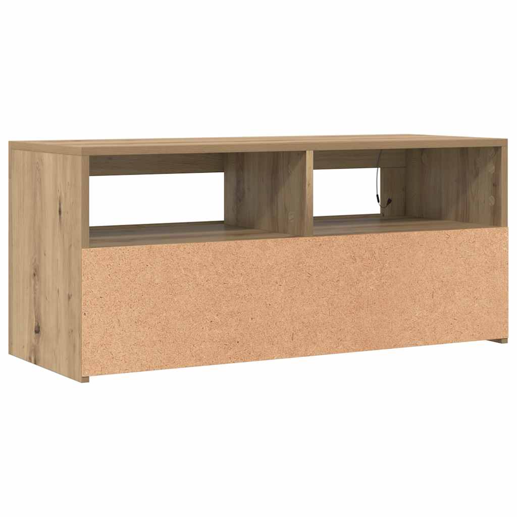vidaXL Szafka pod TV z oświetleniem LED, dąb artisan, 90x35x40 cm