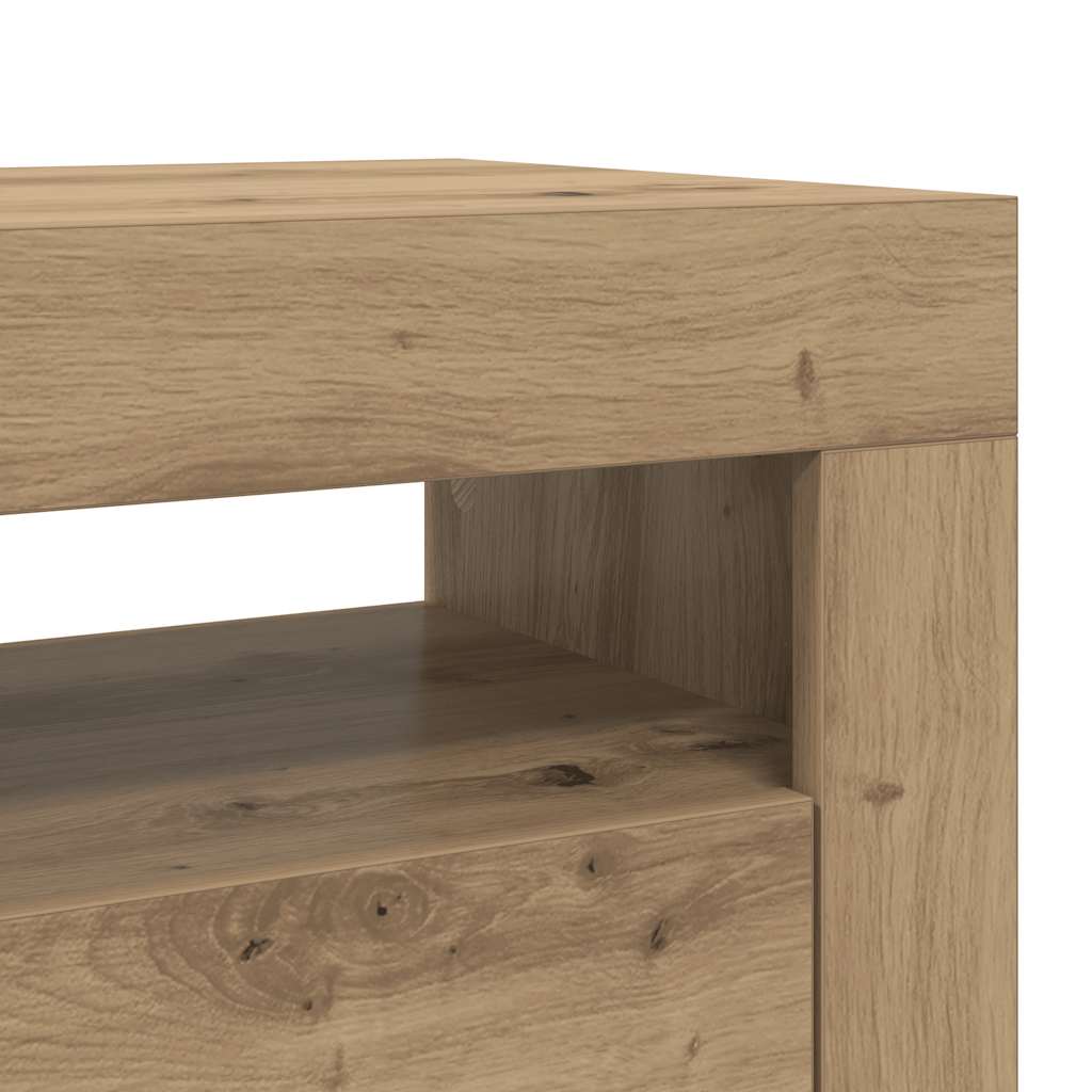 vidaXL Szafka pod TV z oświetleniem LED, dąb artisan, 90x35x40 cm
