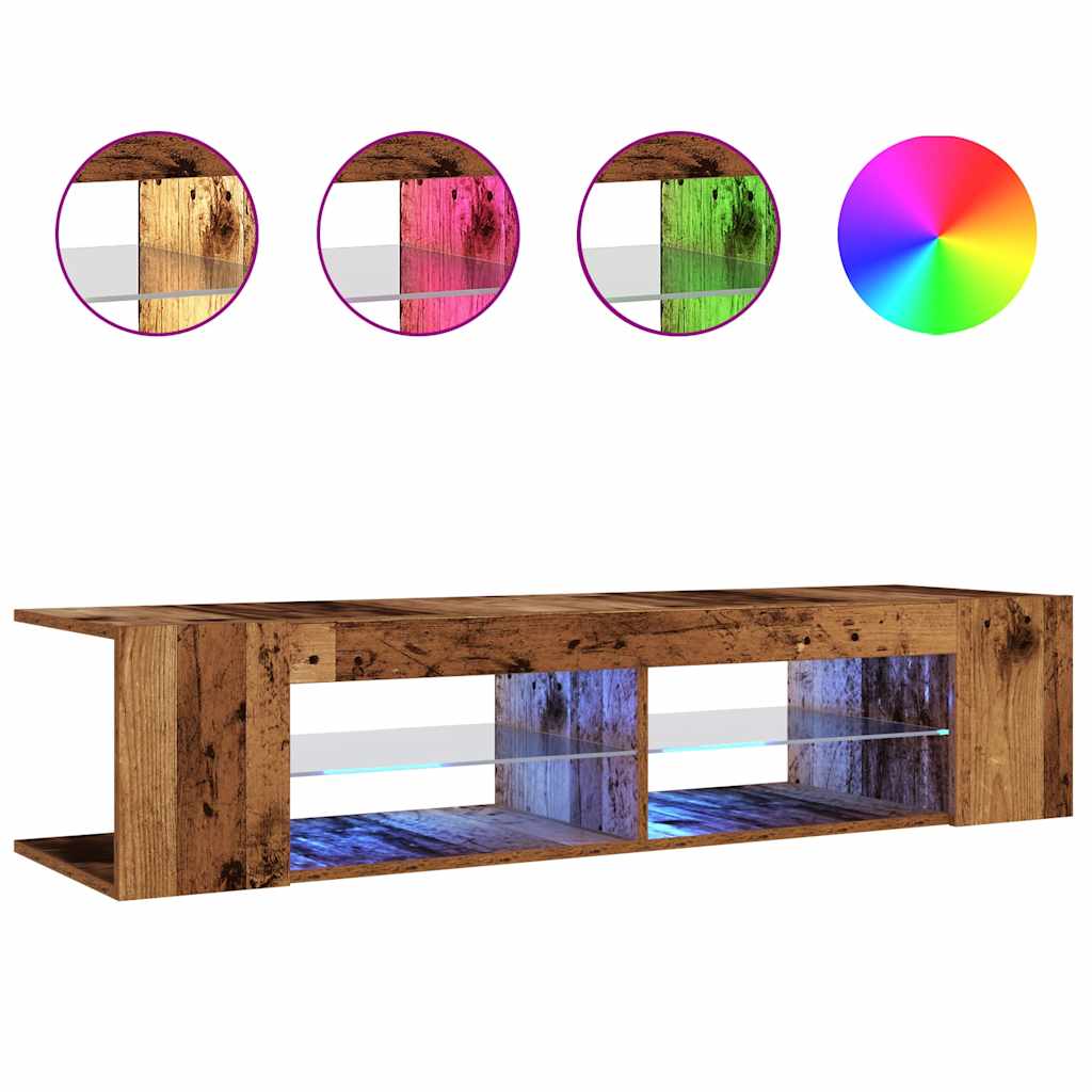 vidaXL Szafka pod TV z oświetleniem LED, stare drewno, 135x39x30 cm