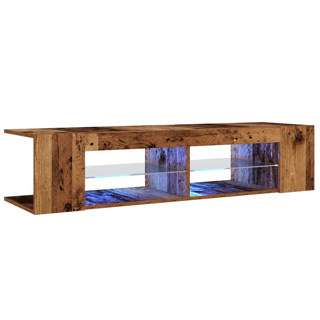 vidaXL Szafka pod TV z oświetleniem LED, stare drewno, 135x39x30 cm