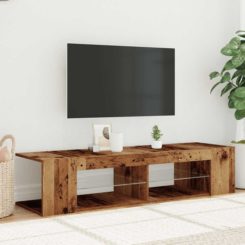 vidaXL Szafka pod TV z oświetleniem LED, stare drewno, 135x39x30 cm
