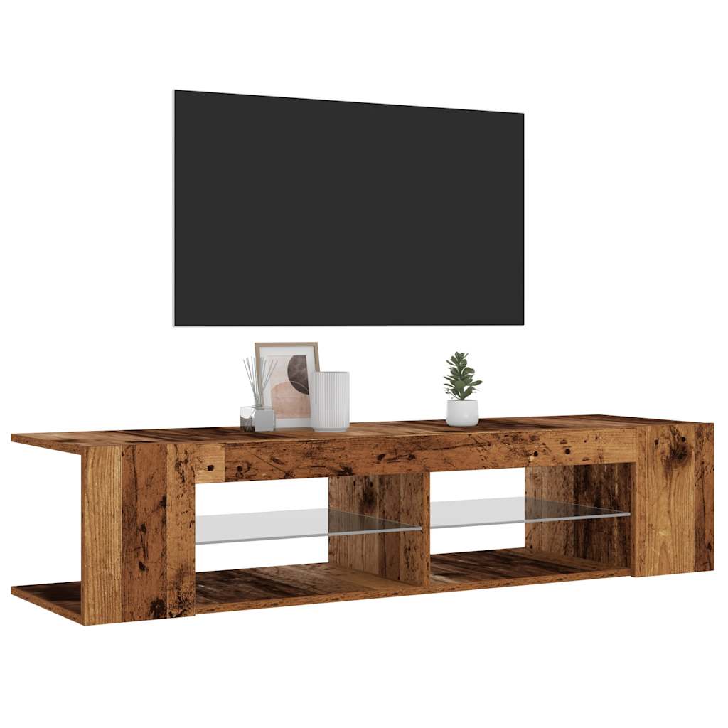 vidaXL Szafka pod TV z oświetleniem LED, stare drewno, 135x39x30 cm