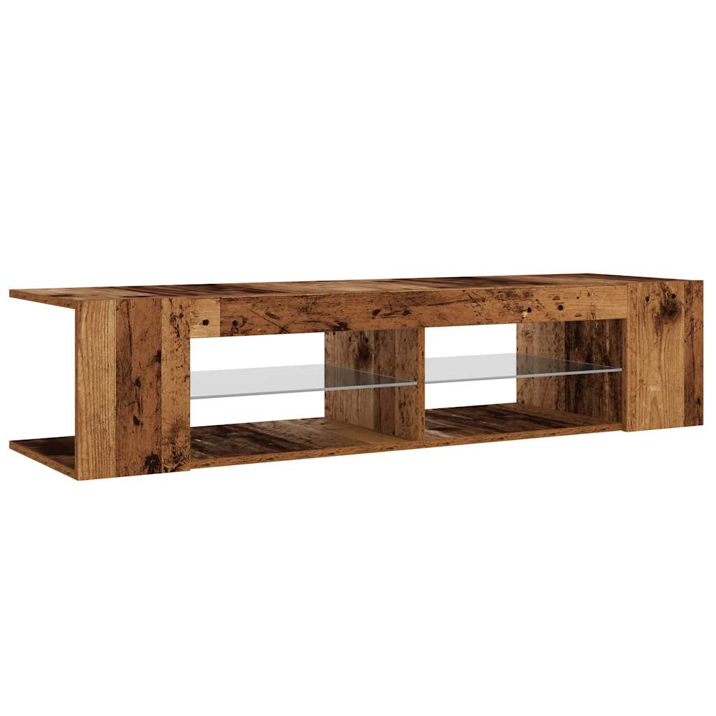 vidaXL Szafka pod TV z oświetleniem LED, stare drewno, 135x39x30 cm