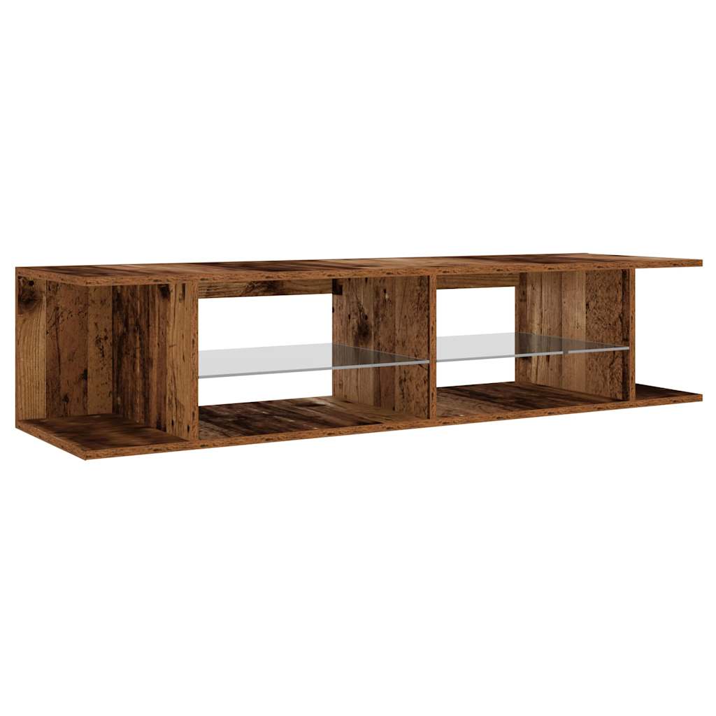 vidaXL Szafka pod TV z oświetleniem LED, stare drewno, 135x39x30 cm