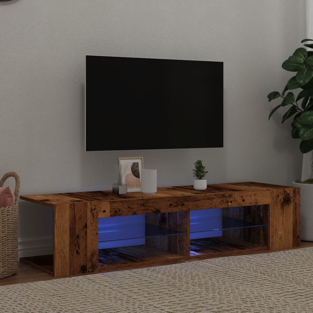 vidaXL Szafka pod TV z oświetleniem LED, stare drewno, 135x39x30 cm