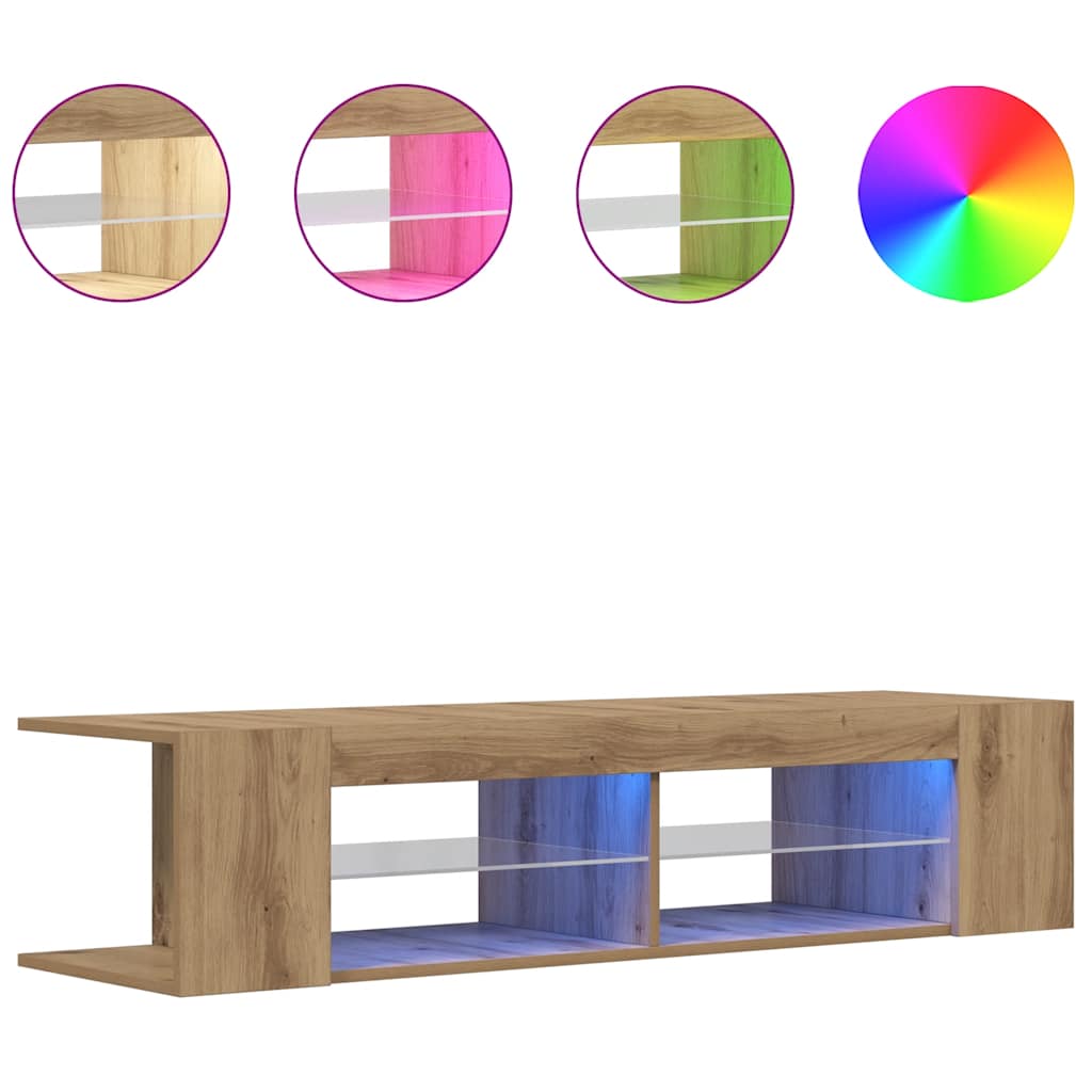 vidaXL Szafka pod TV z oświetleniem LED, dąb artisan, 135x39x30 cm
