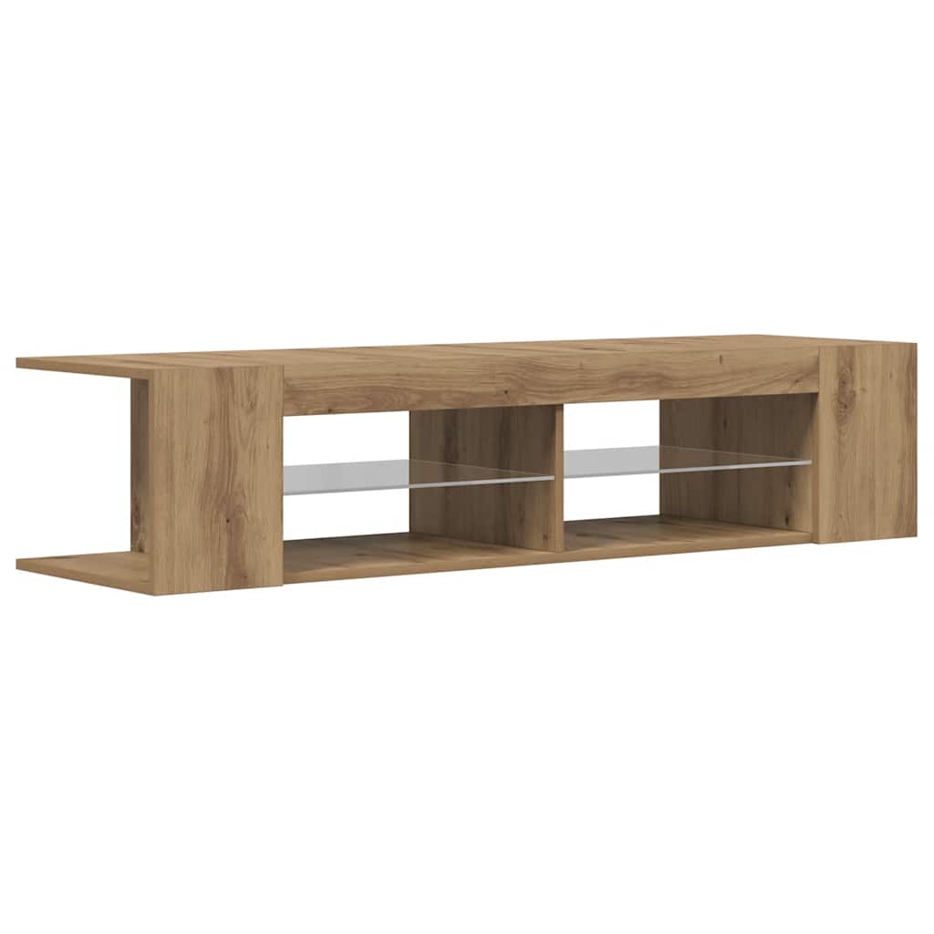 vidaXL Szafka pod TV z oświetleniem LED, dąb artisan, 135x39x30 cm