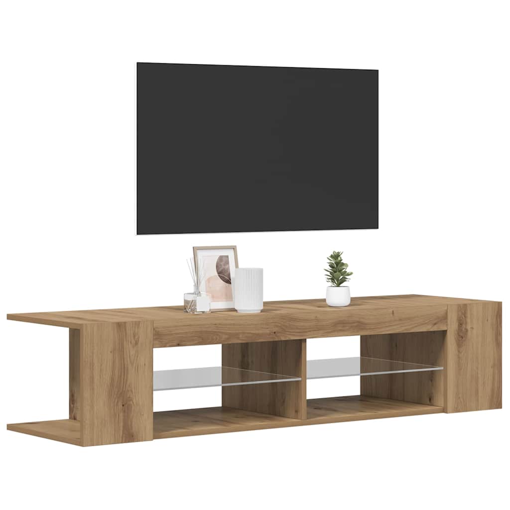 vidaXL Szafka pod TV z oświetleniem LED, dąb artisan, 135x39x30 cm