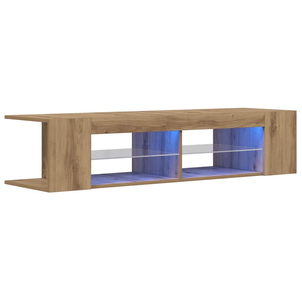 vidaXL Szafka pod TV z oświetleniem LED, dąb artisan, 135x39x30 cm