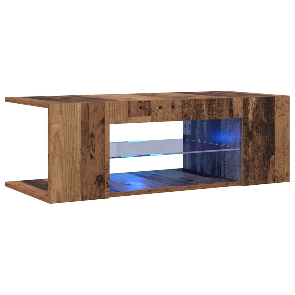 vidaXL Szafka pod TV z oświetleniem LED, stare drewno, 90x39x30 cm
