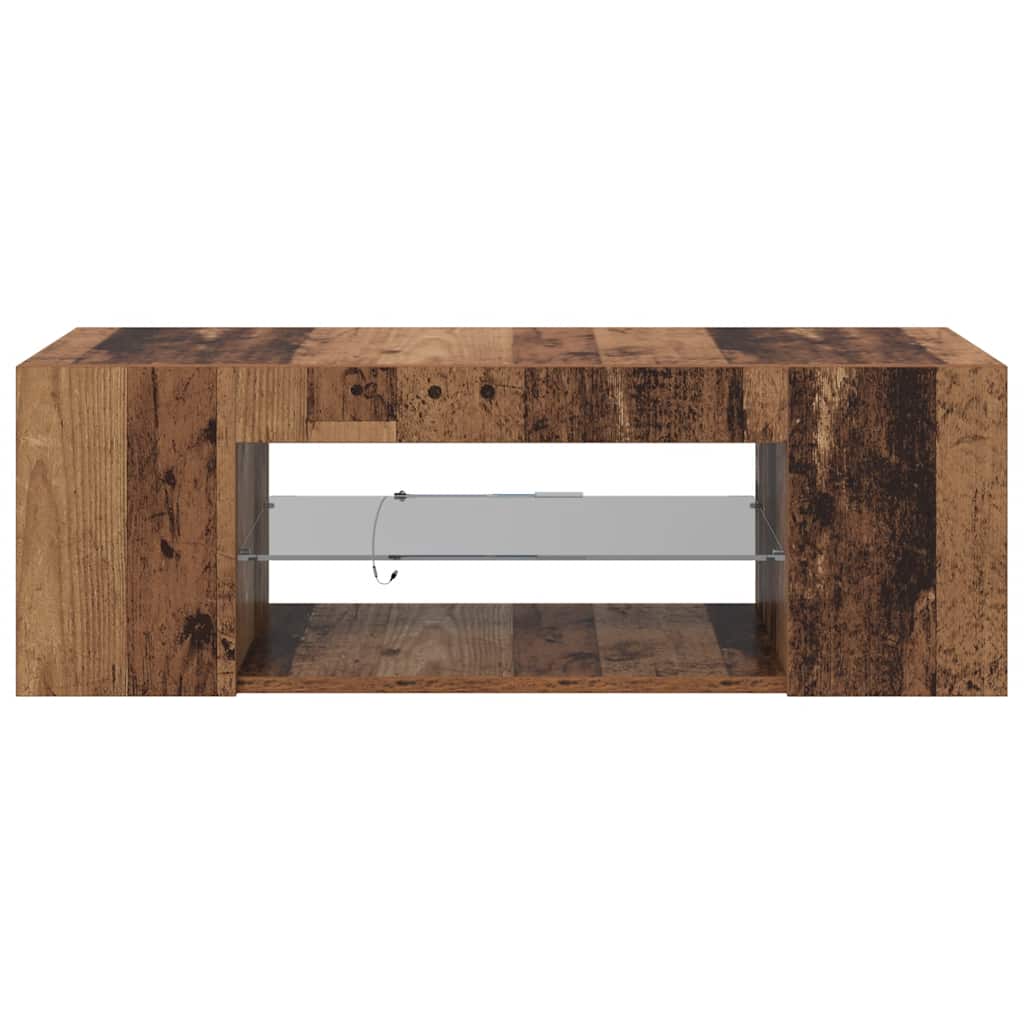 vidaXL Szafka pod TV z oświetleniem LED, stare drewno, 90x39x30 cm