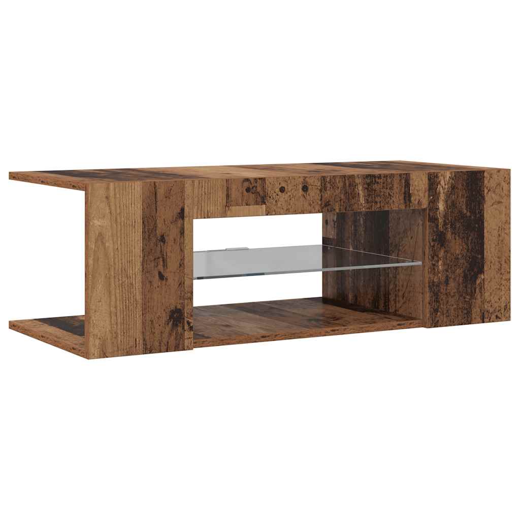 vidaXL Szafka pod TV z oświetleniem LED, stare drewno, 90x39x30 cm