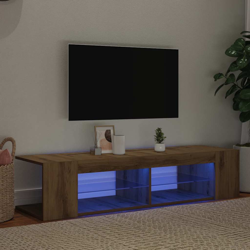 vidaXL Szafka pod TV z oświetleniem LED, dąb artisan, 90x39x30 cm