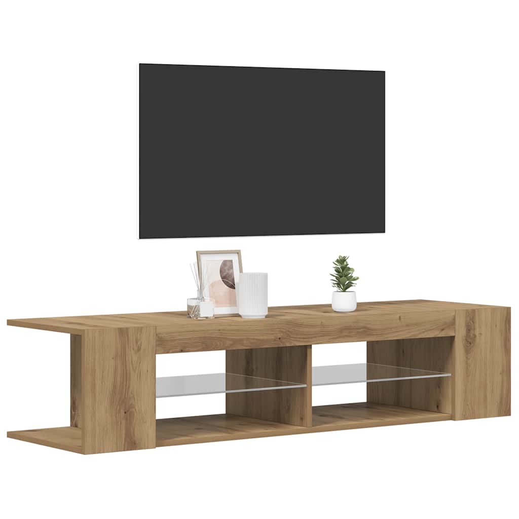 vidaXL Szafka pod TV z oświetleniem LED, dąb artisan, 90x39x30 cm