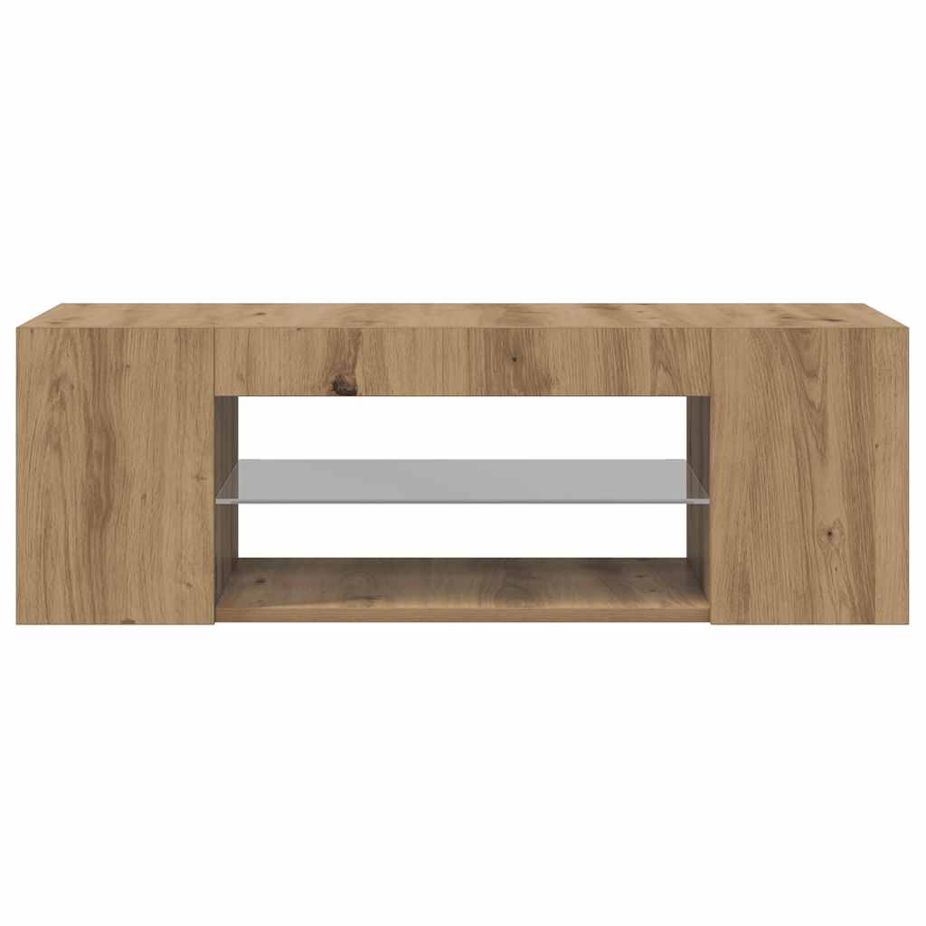 vidaXL Szafka pod TV z oświetleniem LED, dąb artisan, 90x39x30 cm