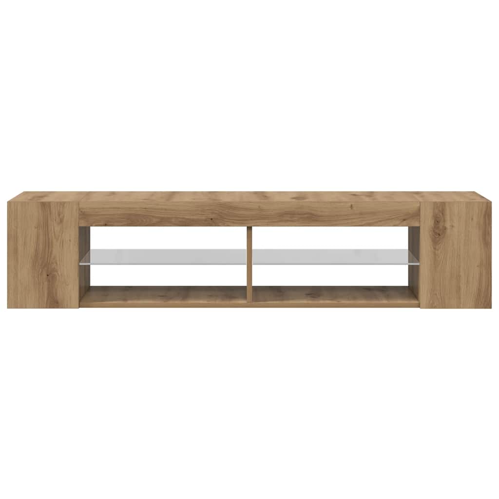 vidaXL Szafka pod TV z oświetleniem LED, dąb artisan, 90x39x30 cm