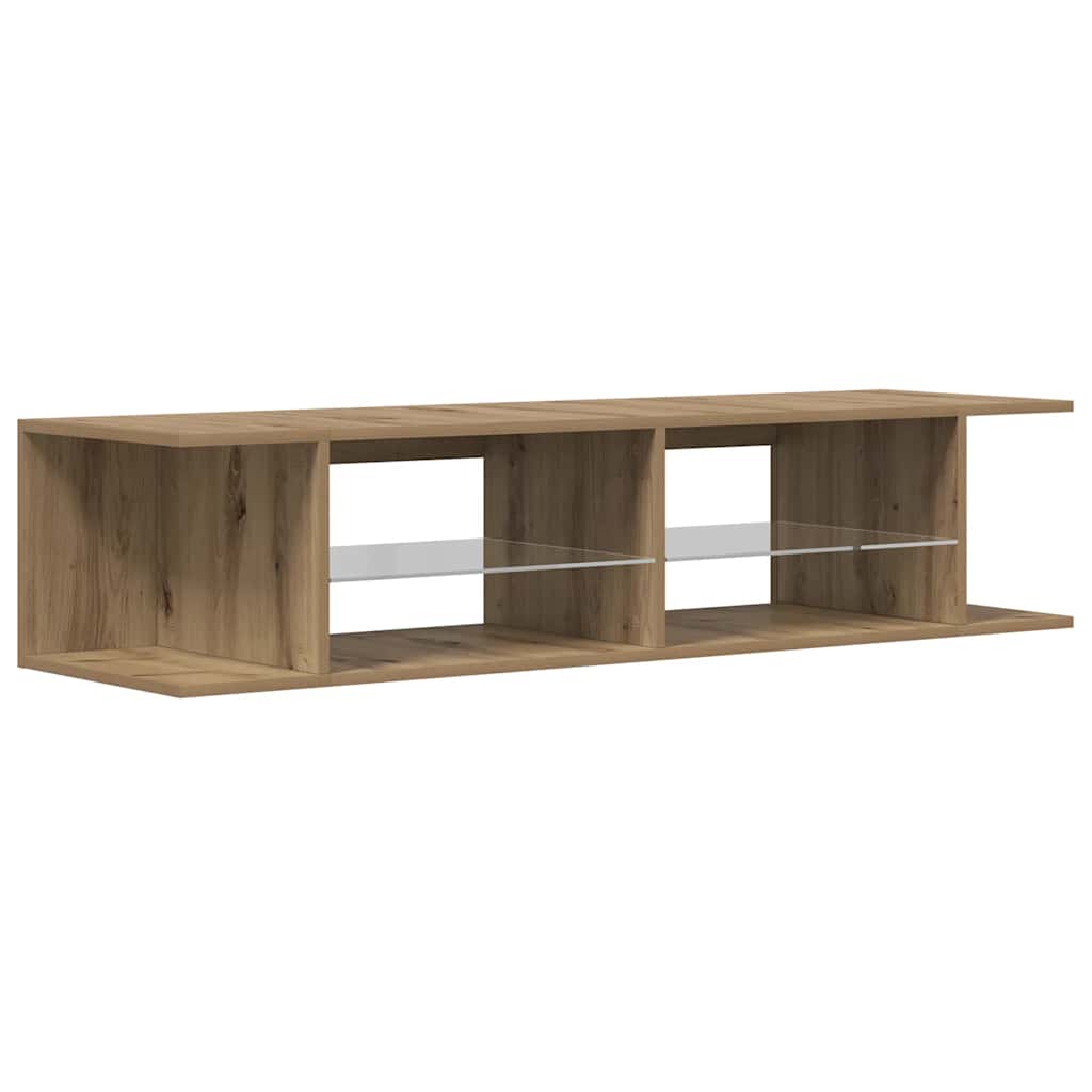 vidaXL Szafka pod TV z oświetleniem LED, dąb artisan, 90x39x30 cm