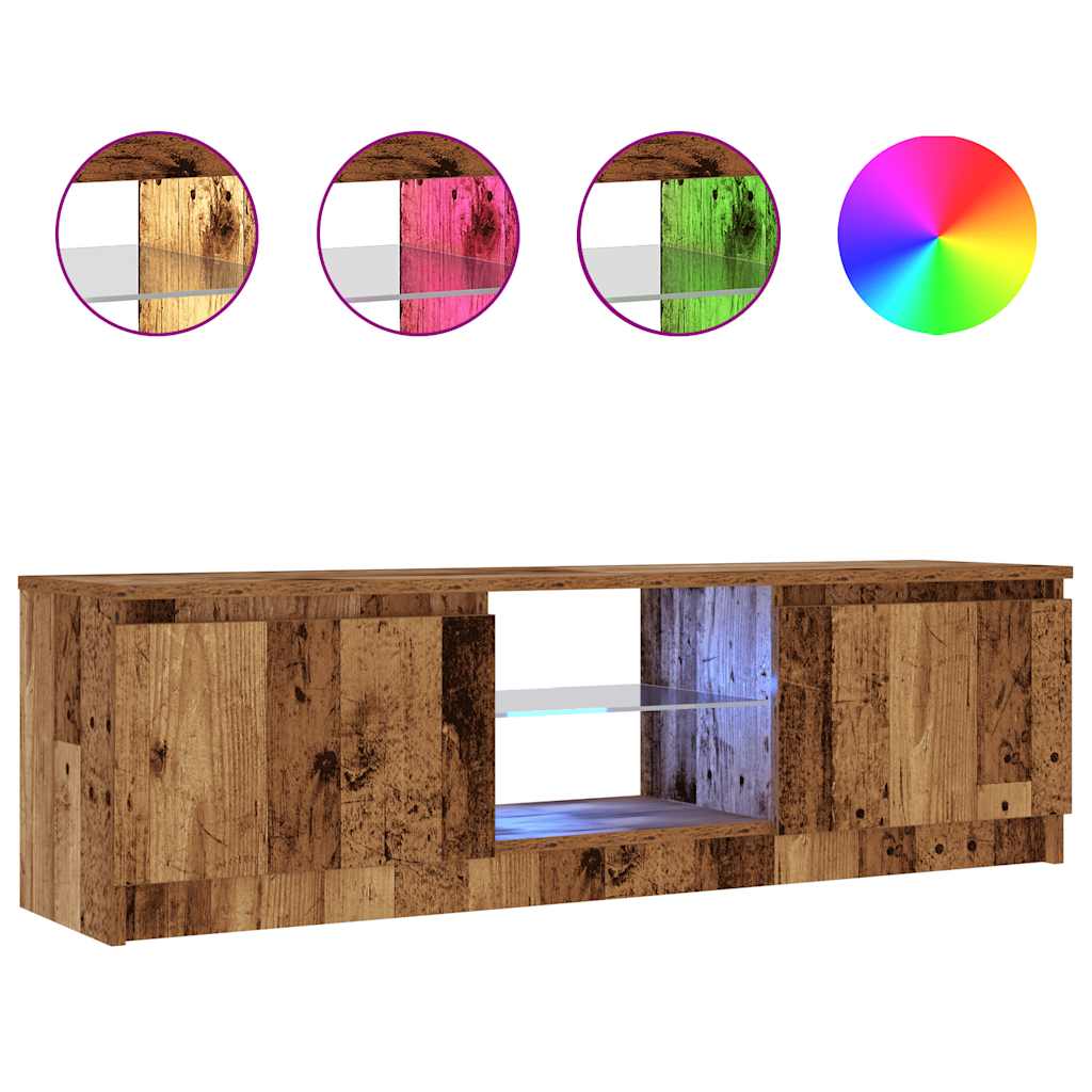 vidaXL Szafka pod TV z oświetleniem LED, stare drewno, 120x30x36 cm