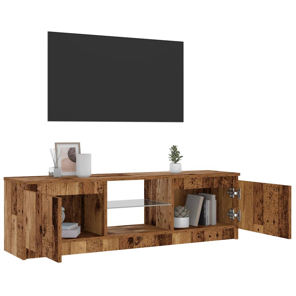 vidaXL Szafka pod TV z oświetleniem LED, stare drewno, 120x30x36 cm