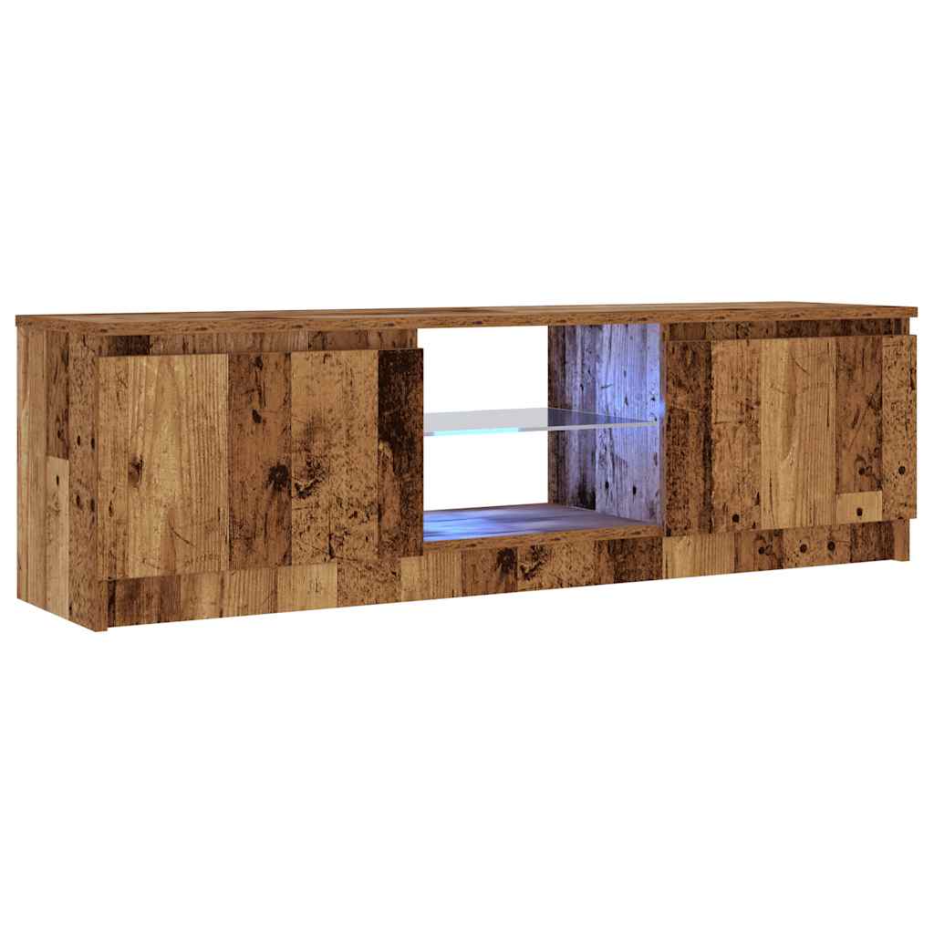 vidaXL Szafka pod TV z oświetleniem LED, stare drewno, 120x30x36 cm