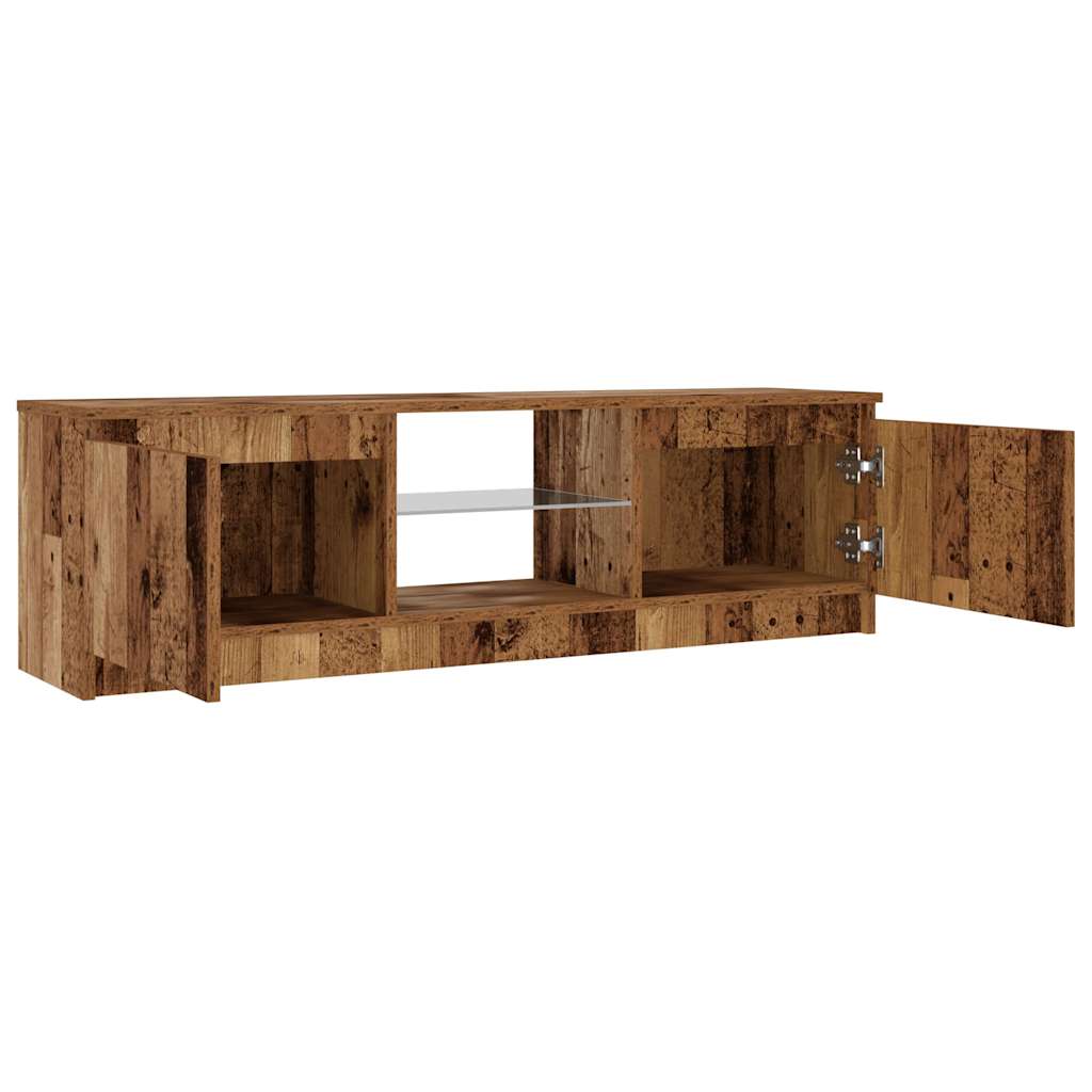 vidaXL Szafka pod TV z oświetleniem LED, stare drewno, 120x30x36 cm