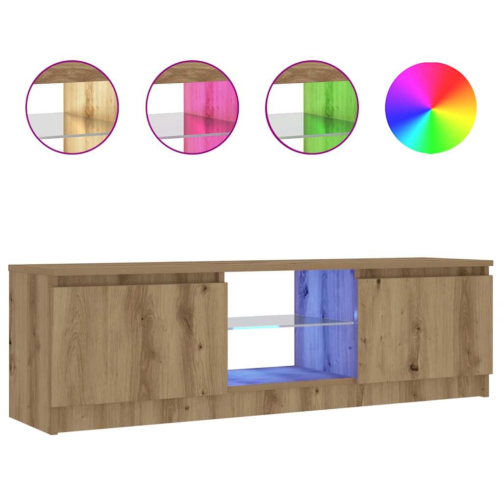 vidaXL Szafka pod TV z oświetleniem LED, dąb artisan, 120x30x36 cm