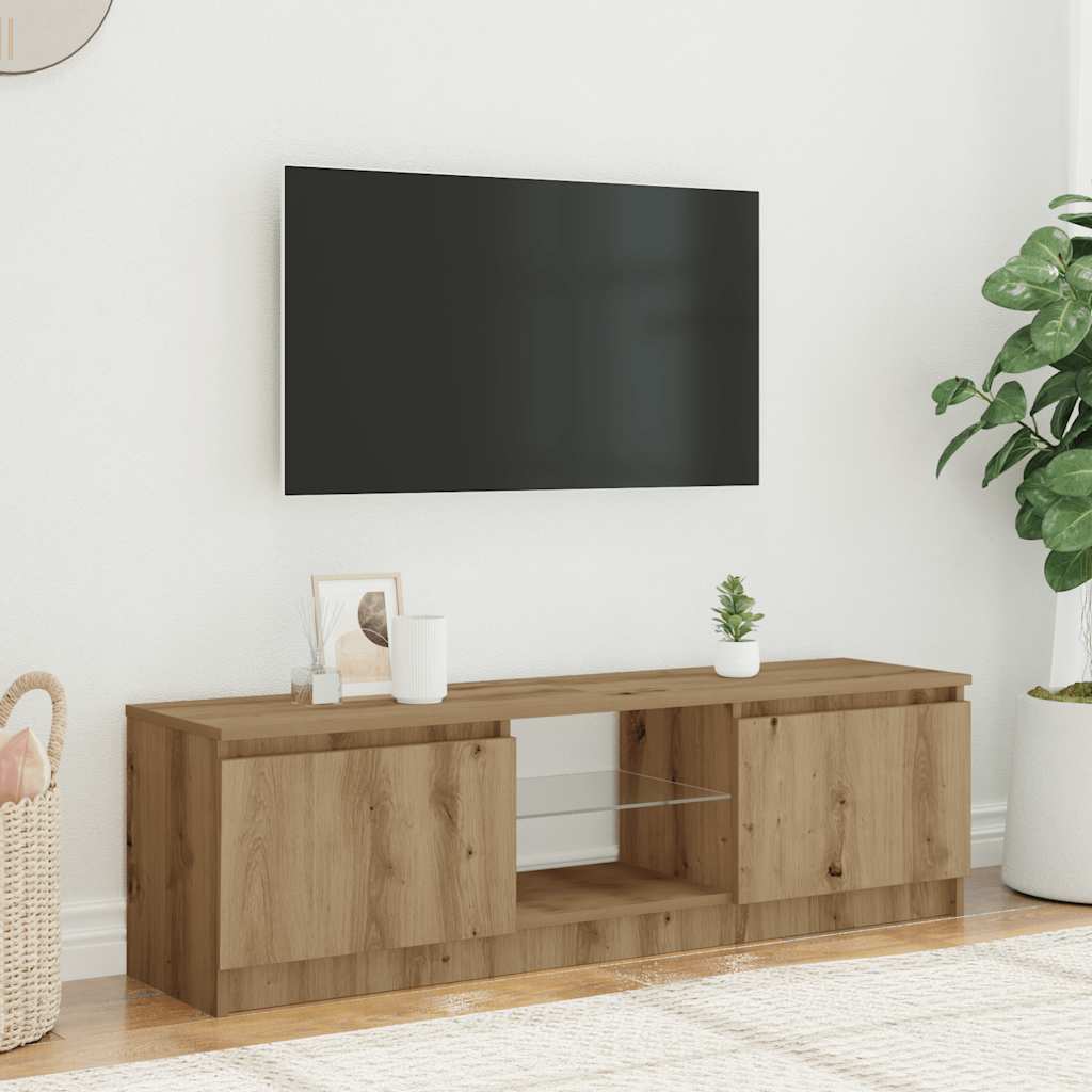vidaXL Szafka pod TV z oświetleniem LED, dąb artisan, 120x30x36 cm