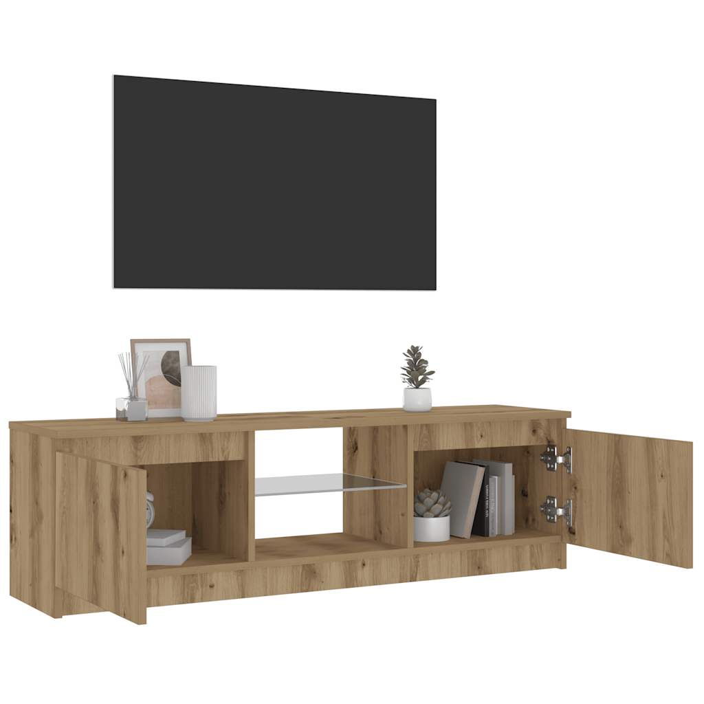 vidaXL Szafka pod TV z oświetleniem LED, dąb artisan, 120x30x36 cm
